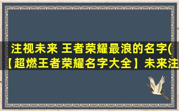 注视未来 王者荣耀最浪的名字(【超燃王者荣耀名字大全】未来注视者必看！)